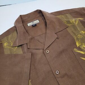 Tommy Bahama Brown Silk Floral Camp‎ Shirt Size XL